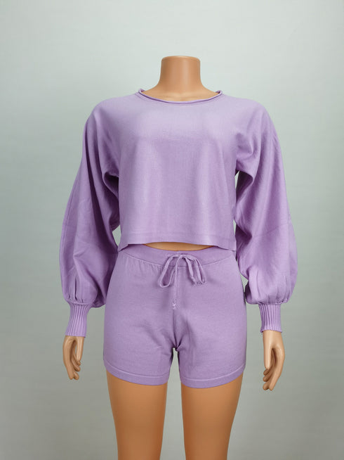 Women's Two Piece Outfits Bubble Long Sleeve Sport Suit