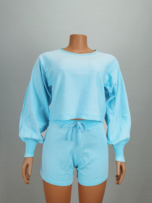 Women's Two Piece Outfits Bubble Long Sleeve Sport Suit