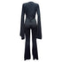 Women's Two Piece Outfits Flare Bell Bottom Pants Irregular Suit