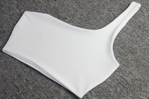 Women's Two Piece Outfits One Shoulder Vests Skirts Suit