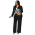 Women's Two Piece Outfits Print Jacket Straight Pants
