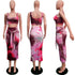 Women's Two Piece Outfits Print Vests Long Skirts Suit