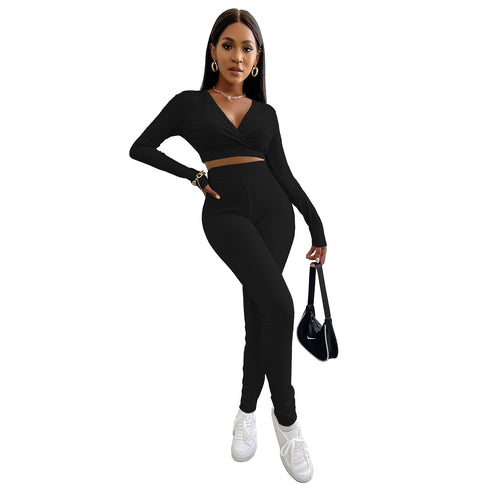 Women's Two Piece Outfits Sweat Suit Crop Tops