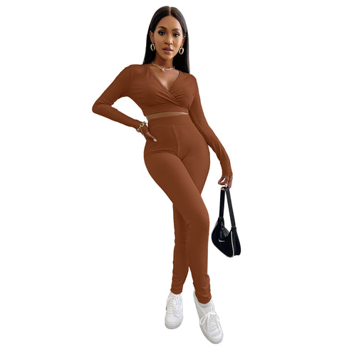 Women's Two Piece Outfits Sweat Suit Crop Tops
