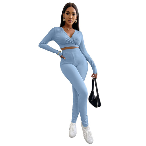 Women's Two Piece Outfits Sweat Suit Crop Tops