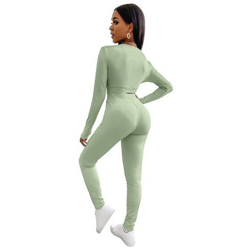 Women's Two Piece Outfits Sweat Suit Crop Tops