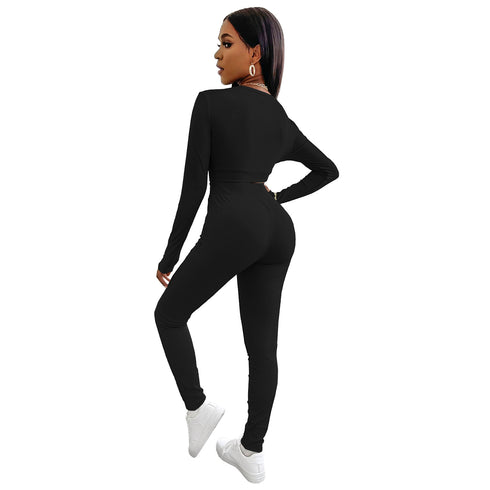 Women's Two Piece Outfits Sweat Suit Crop Tops