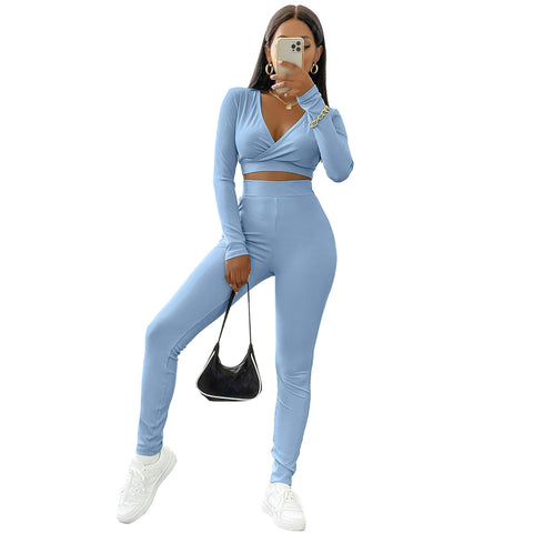 Women's Two Piece Outfits Sweat Suit Crop Tops