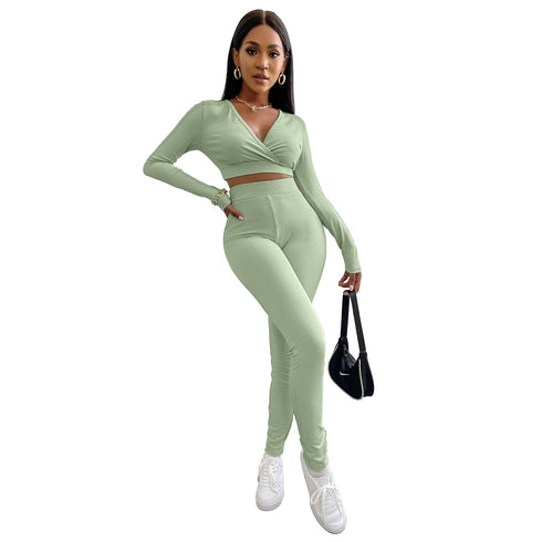 Women's Two Piece Outfits Sweat Suit Crop Tops