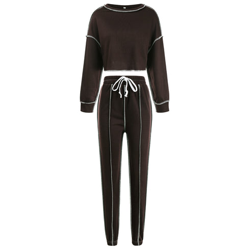 Women's Two Piece Outfits Wide Leg Long Pant Crop Tops