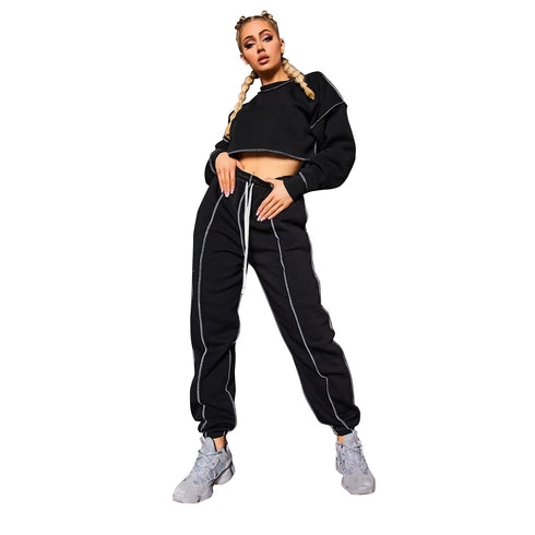 Women's Two Piece Outfits Wide Leg Long Pant Crop Tops