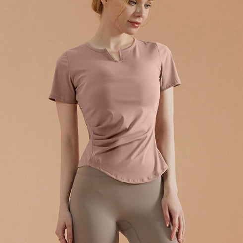Women's V-Neck High Stretch Short Sleeve Yoga T-Shirt