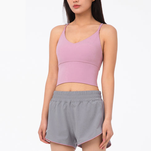 Women's V-Neck Spaghetti Strap Fitness Sport Yoga Bra