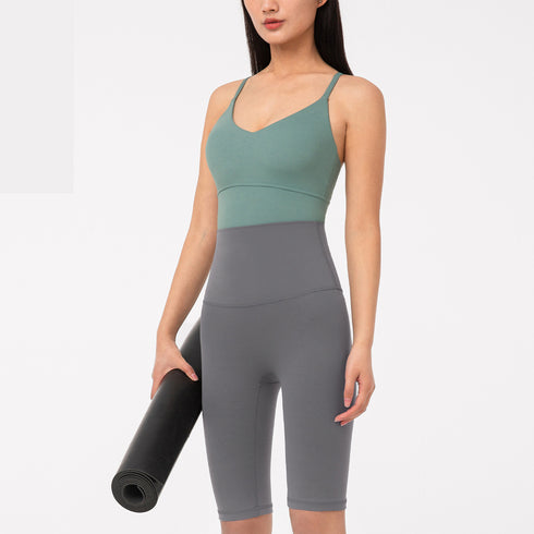 Women's V-Neck Spaghetti Strap Fitness Sport Yoga Bra