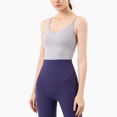 Women's V-Neck Spaghetti Strap Fitness Sport Yoga Bra