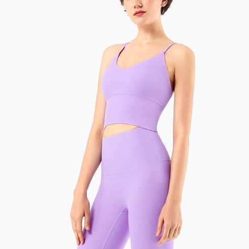 Women's V-Neck Spaghetti Strap Fitness Sport Yoga Bra