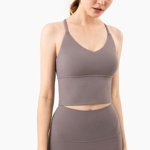 Women's V-Neck Spaghetti Strap Fitness Sport Yoga Bra