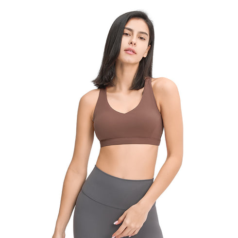 Women's V-neck Breathable Exercise Running Yoga Sports Bra