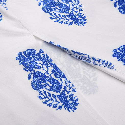 Women's V-neck Printed Slit Back Strap Long Dress