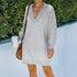 Women's V Neck Long Sleeves Medium Length Knitted Dress