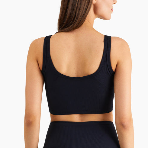 Women's Wide Straps Ribbed Tank Sports Fitness Tank