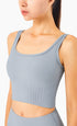 Women's Wide Straps Ribbed Tank Sports Fitness Tank