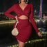 Women's Wine Red Sexy Crop Party Bodycon Dresses