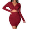 Women's Wine Red Sexy Crop Party Bodycon Dresses