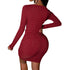 Women's Wine Red Sexy Crop Party Bodycon Dresses