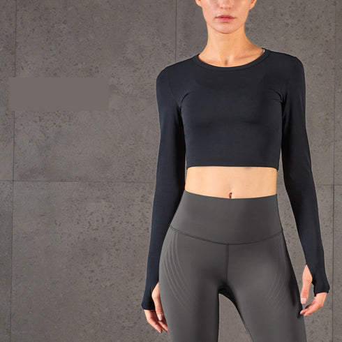 Women's Workout Long Sleeve Running Crop Sweatshirts