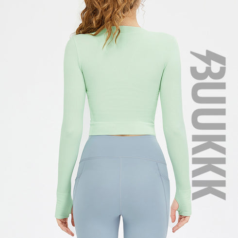 Women's Workout V-Neck Zipper Coat Running Track Jacket