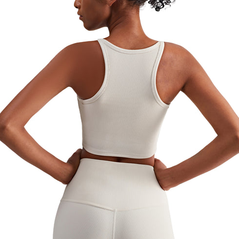 Women's Yoga Running Ribbed fabric Crop Tank