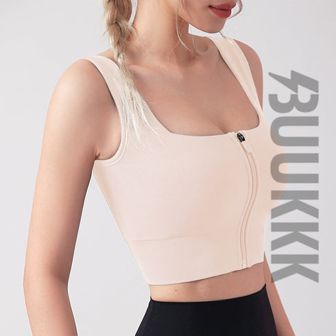 Women's Yoga Workout High Impact Support Sports Zipper Bra