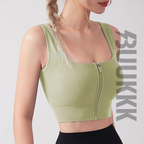 Women's Yoga Workout High Impact Support Sports Zipper Bra