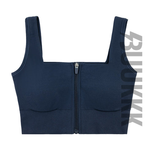 Women's Yoga Workout High Impact Support Sports Zipper Bra