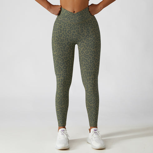 Women's Yoga gym Workout Quick Dry Leopard Printing Pants