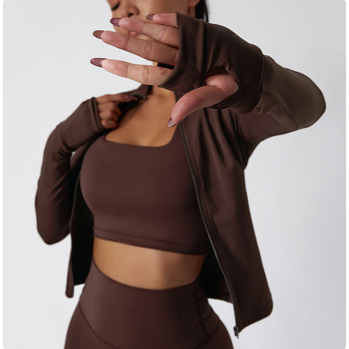 Women's Zipper Activewear Quick Dry Skinny Yoga Top