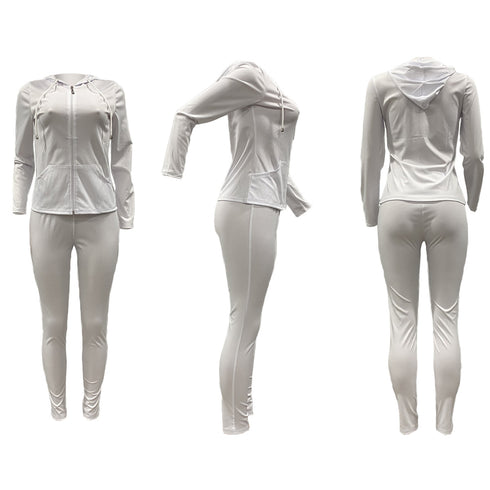 Women's Zipper Hoodie Tops Pants Two Piece Outfit