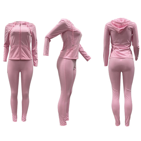 Women's Zipper Hoodie Tops Pants Two Piece Outfit