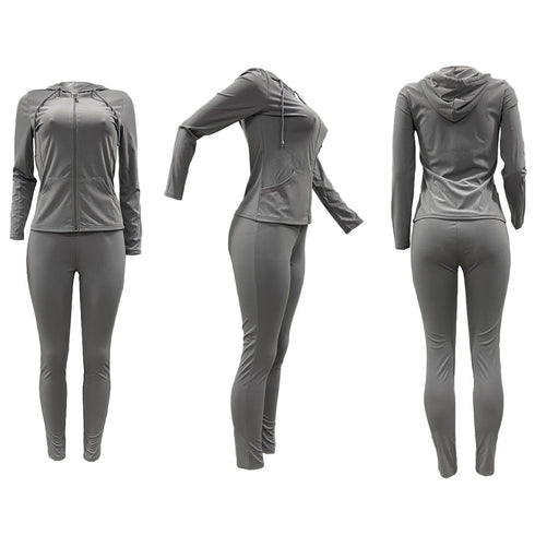 Women's Zipper Hoodie Tops Pants Two Piece Outfit