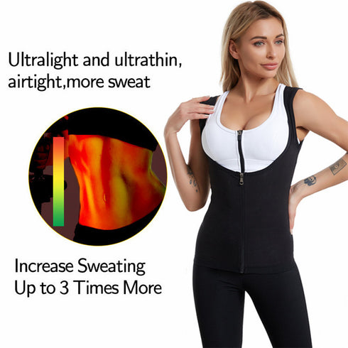 Women's Zipper Hot Sweat Slimming Tummy Control Shapewear Tank