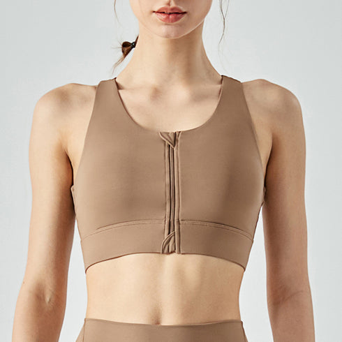 Women's Zipper Running High Impact Support Bra