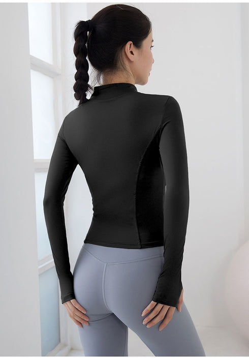 Women's Zipper Running Track Jacket Yoga High-necked Top