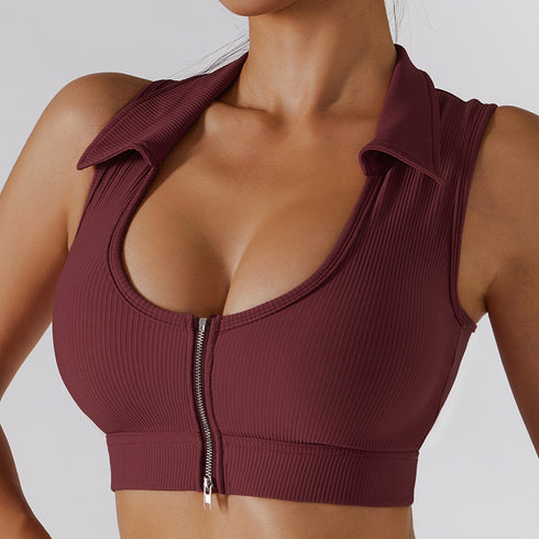Women's Zipper Sexy Sports Bra Women's Yoga Tank