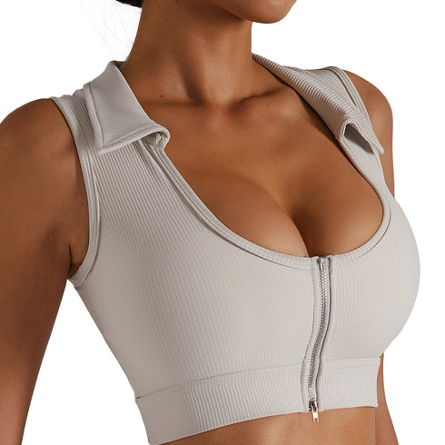 Women's Zipper Sexy Sports Bra Women's Yoga Tank