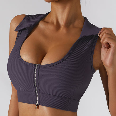 Women's Zipper Sexy Sports Bra Women's Yoga Tank