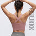 Women's Zipper Sleeveless Removable Cups Fitness Bra Tank