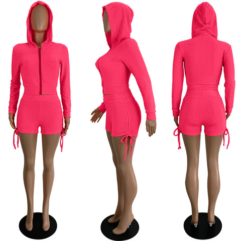 Yoga Women's Zipper Hoodie Two Piece Outfits Sport Suit