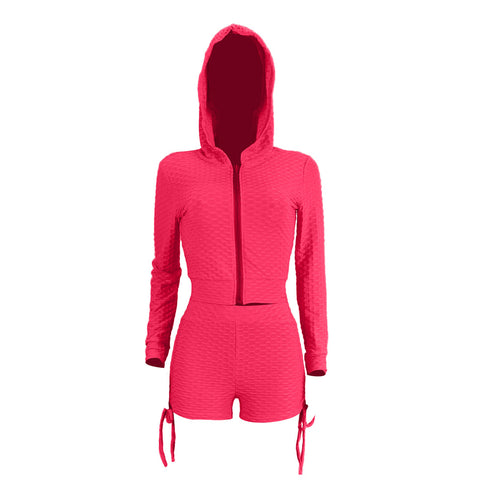 Yoga Women's Zipper Hoodie Two Piece Outfits Sport Suit