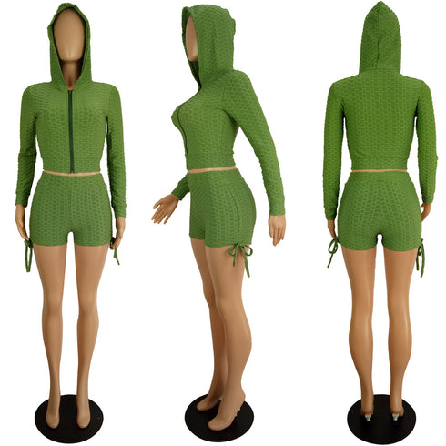 Yoga Women's Zipper Hoodie Two Piece Outfits Sport Suit